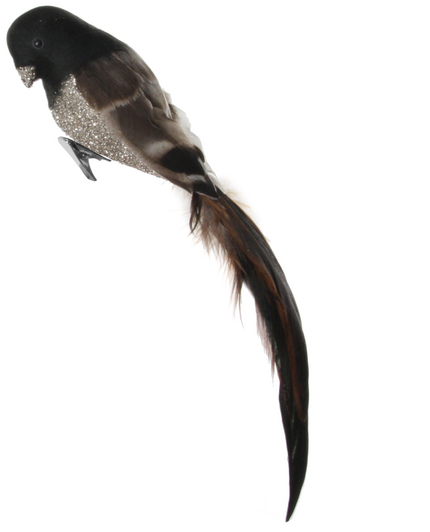 Juletrepynt Feather Bird Silver 22 cm