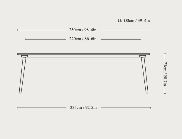 Spisebord In Between SK6 Black Lacquered Oak 250 cm